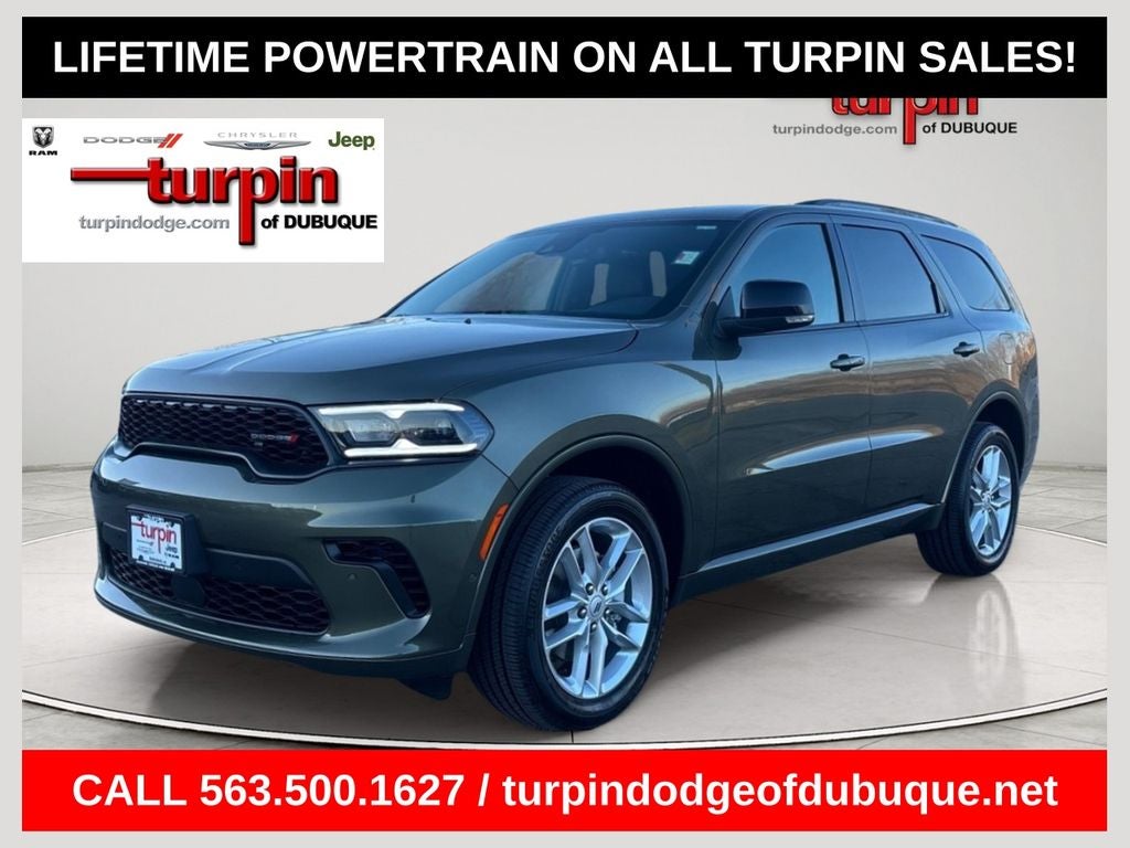 2026 Dodge Durango GT Plus in Green Machine — front three-quarter view