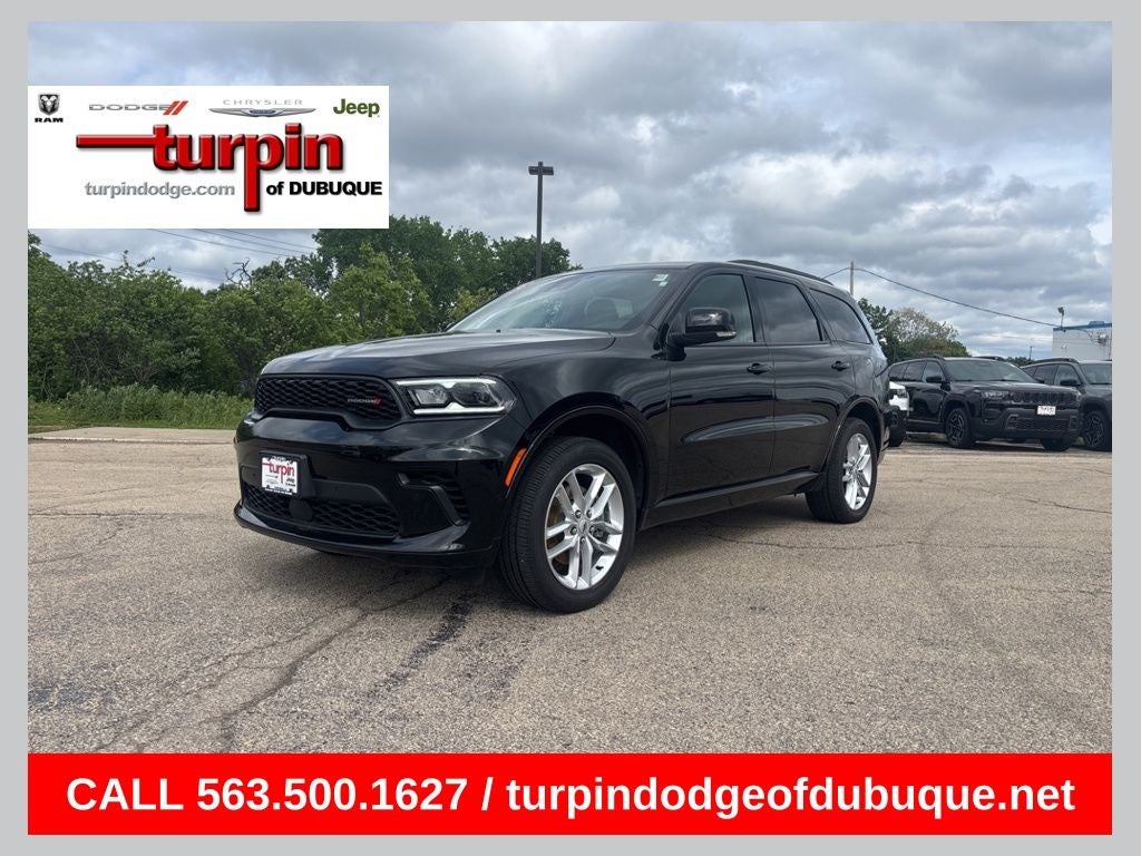 2025 Dodge Durango GT Plus in Db Black Crystal Clearcoat — front three-quarter view