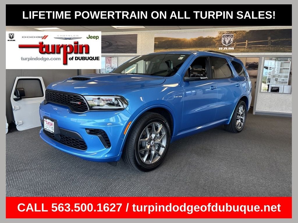 2026 Dodge Durango GT Premium HEMI V8 in B5 Blue — front three-quarter view
