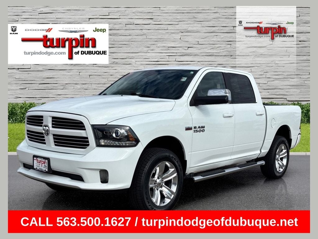 2017 RAM 1500 Sport in Bright White Clearcoat — front three-quarter view