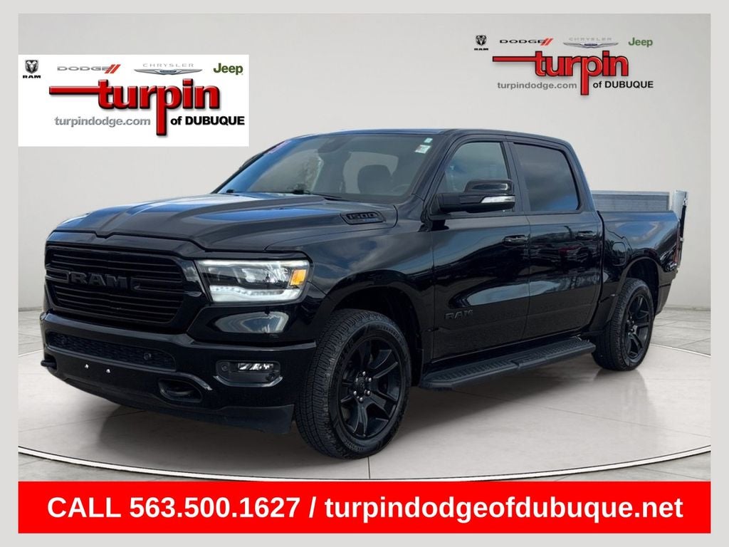 2021 RAM 1500 Big Horn/Lone Star in Diamond Black Crystal Pearlcoat — front three-quarter view