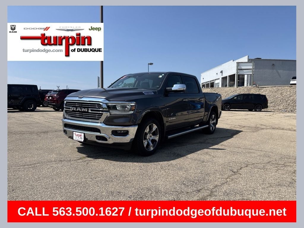 2021 RAM 1500 Laramie in Granite Crystal Metallic Clearcoat — front three-quarter view