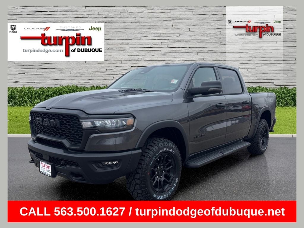 2025 RAM 1500 Rebel in Granite Crystal Metallic Clearcoat — front three-quarter view