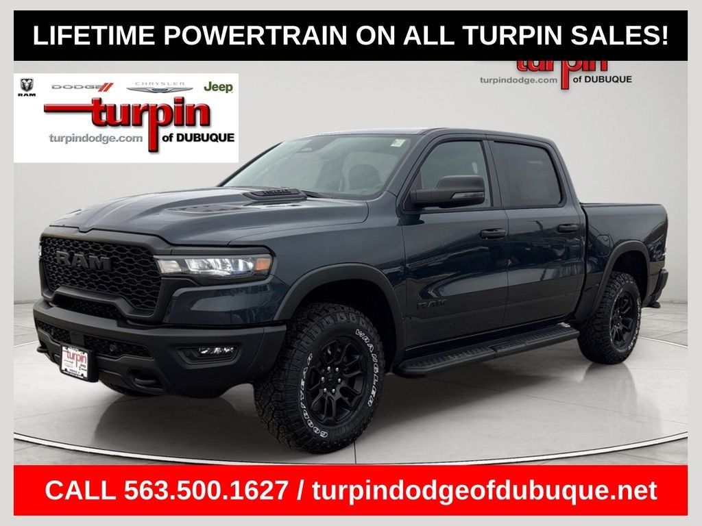2026 RAM 1500 Rebel in Forged Blue Metallic — front three-quarter view