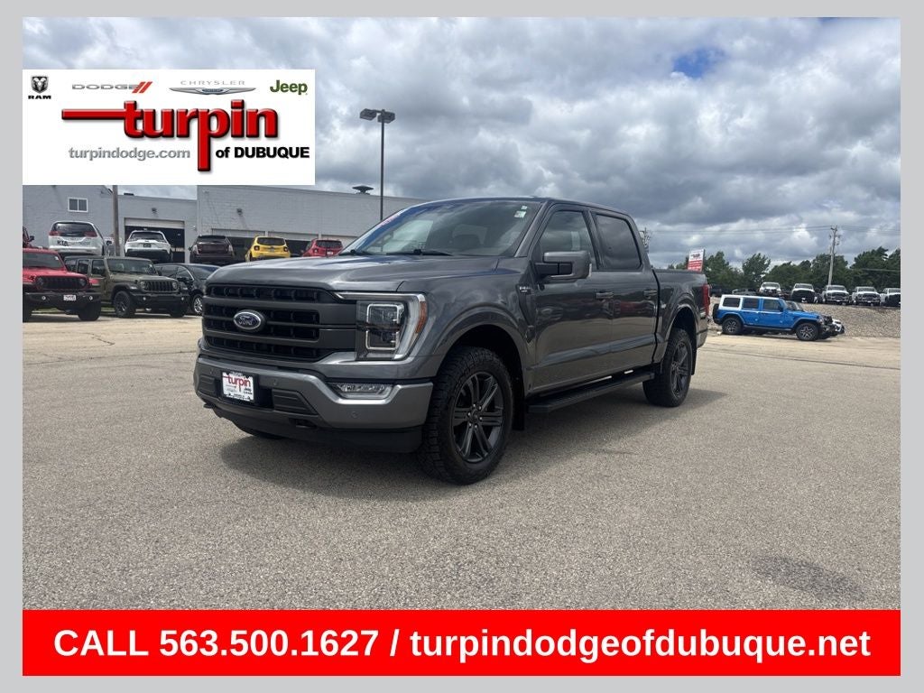2023 Ford F-150 Lariat in Gray Metallic — front three-quarter view