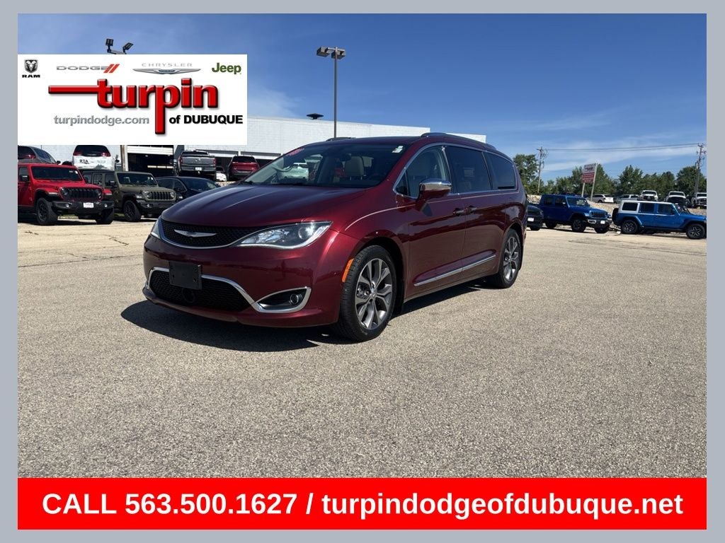 2018 Chrysler Pacifica Limited in Velvet Red Pearlcoat — front three-quarter view