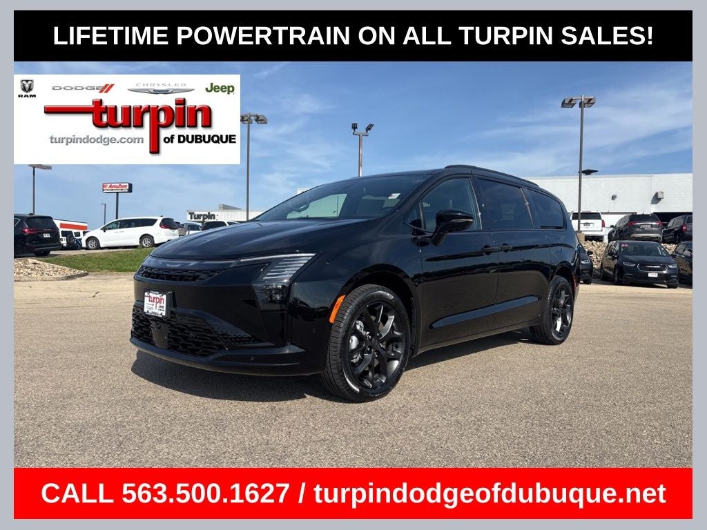 2027 Chrysler Pacifica Limited in Diamond Black — front three-quarter view