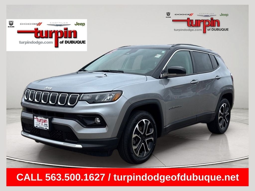 2022 Jeep Compass Limited in Billet Silver Metallic Clearcoat — front three-quarter view