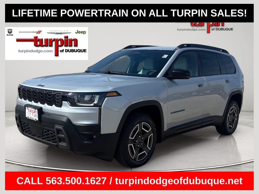 2026 Jeep Cherokee Limited in Silver Zynith Clearcoat — front three-quarter view