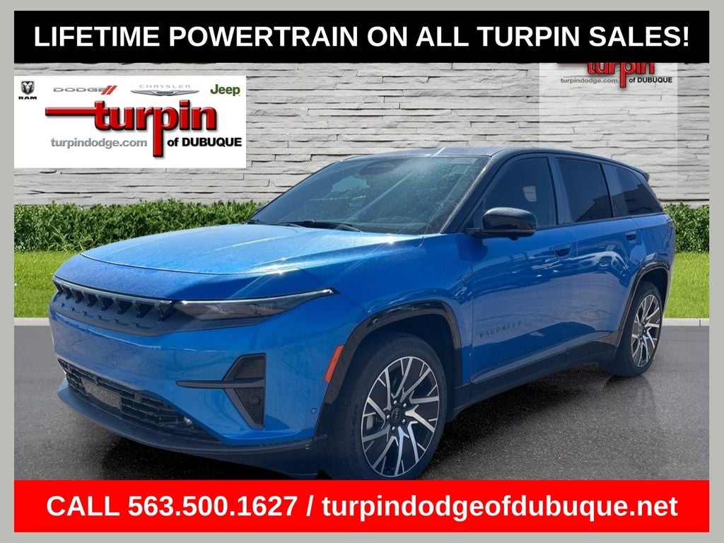 2025 Jeep Wagoneer S Limited in Hydro Blue Pearlcoat — front three-quarter view