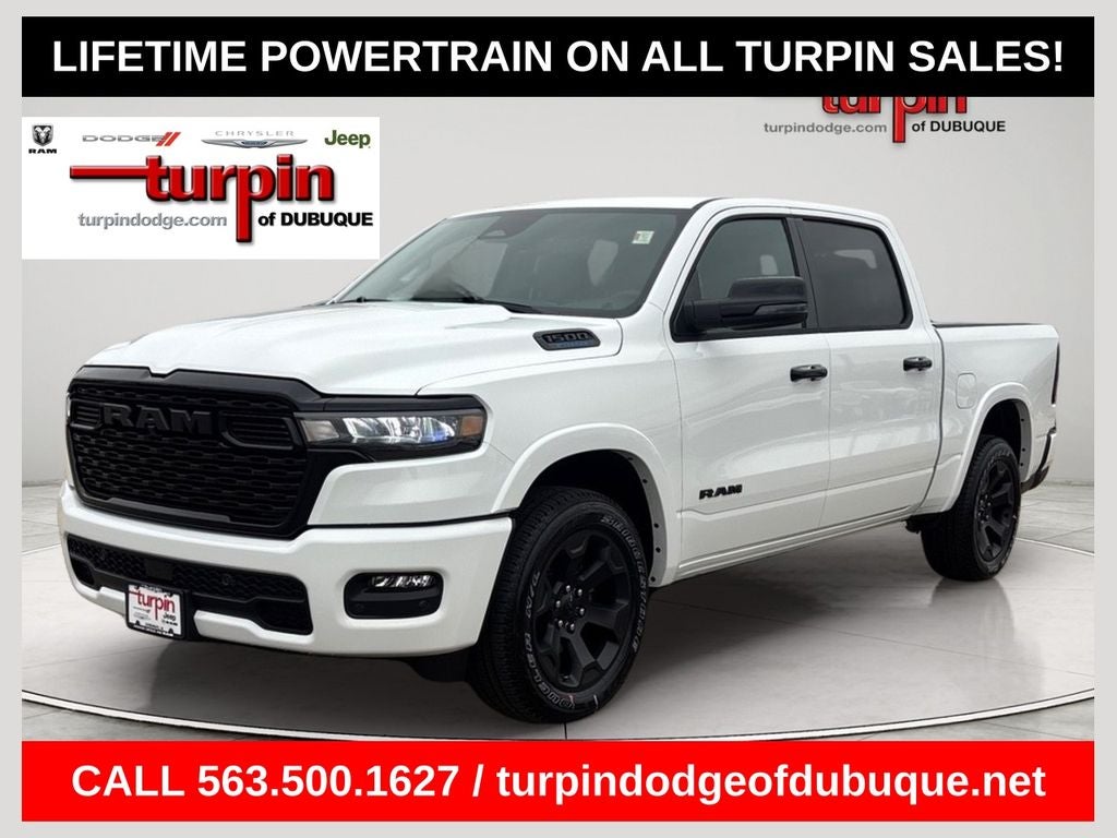 2026 RAM 1500 Big Horn/Lone Star in Bright White Clearcoat — front three-quarter view