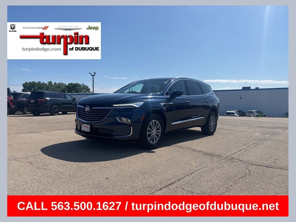 2024 Buick Enclave Essence in Emperor Blue Metallic — front three-quarter view